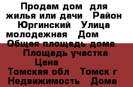 Продам дом  для жилья или дачи › Район ­ Юргинский › Улица ­ молодежная › Дом ­ 17 › Общая площадь дома ­ 60 › Площадь участка ­ 300 › Цена ­ 1 100 000 - Томская обл., Томск г. Недвижимость » Дома, коттеджи, дачи продажа   
